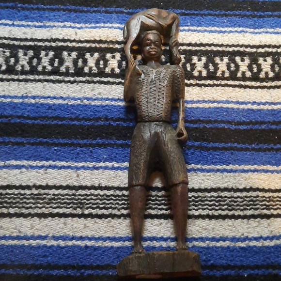 wooden Hand Carved  item on base Other - WOOD  CARVED ITEM ON WOOD BASE.